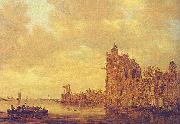 Jan van de Cappelle River Landscape with Pellekussenpoort, Utrecht and Gothic Choir oil painting reproduction